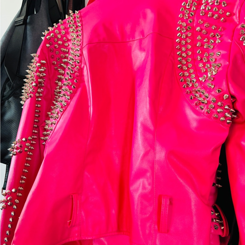 AKIRA Hot Pink Studded Leather Jacket